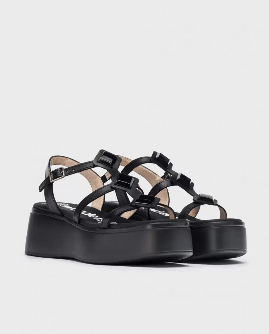 Wonders Sandals<Black Carolina Platform Sandals