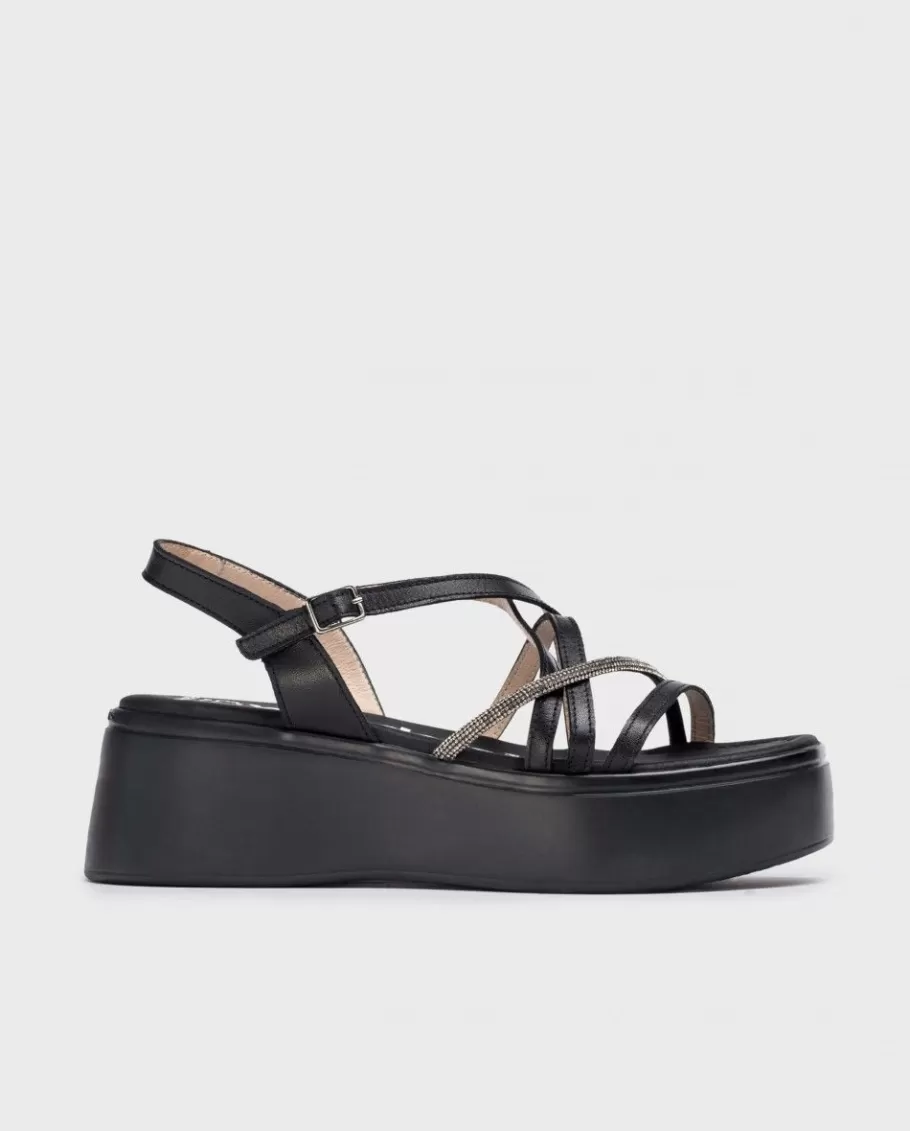 Wonders Sandals<Black Martina Platform Sandals