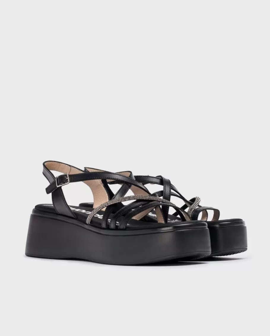 Wonders Sandals<Black Martina Platform Sandals