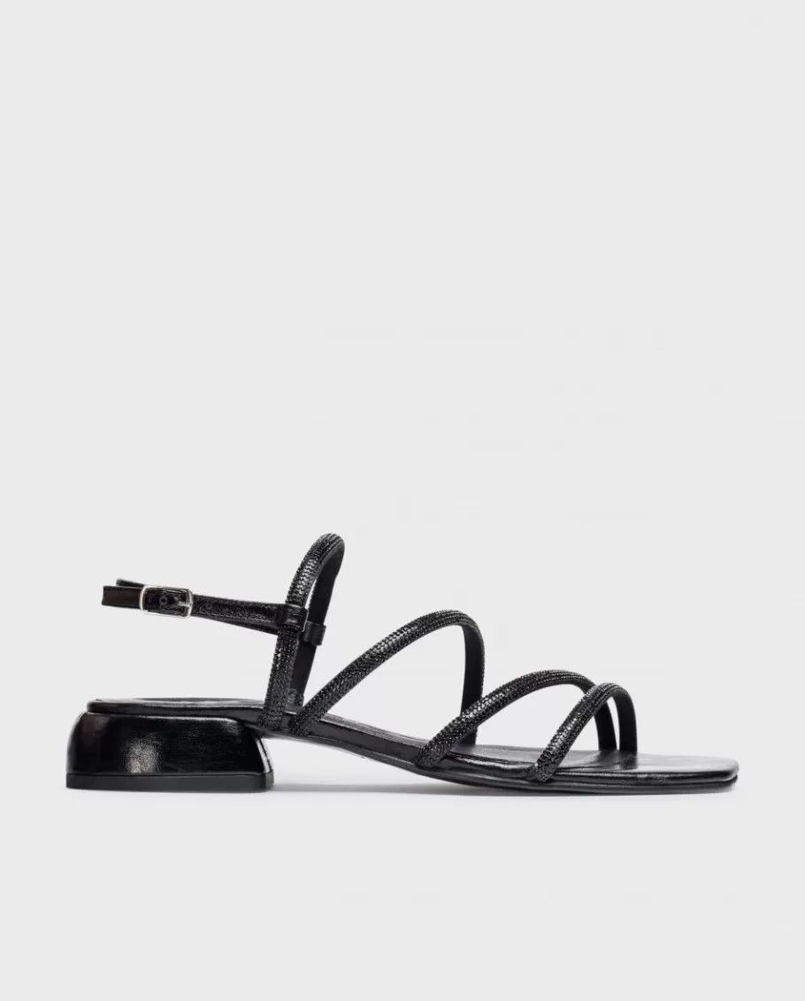 Wonders Flat Shoes<Black Zaida Flat Sandals