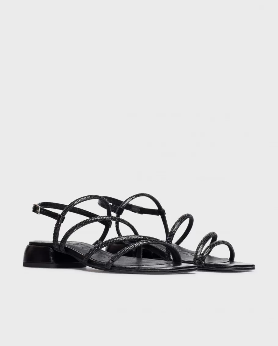 Wonders Flat Shoes<Black Zaida Flat Sandals