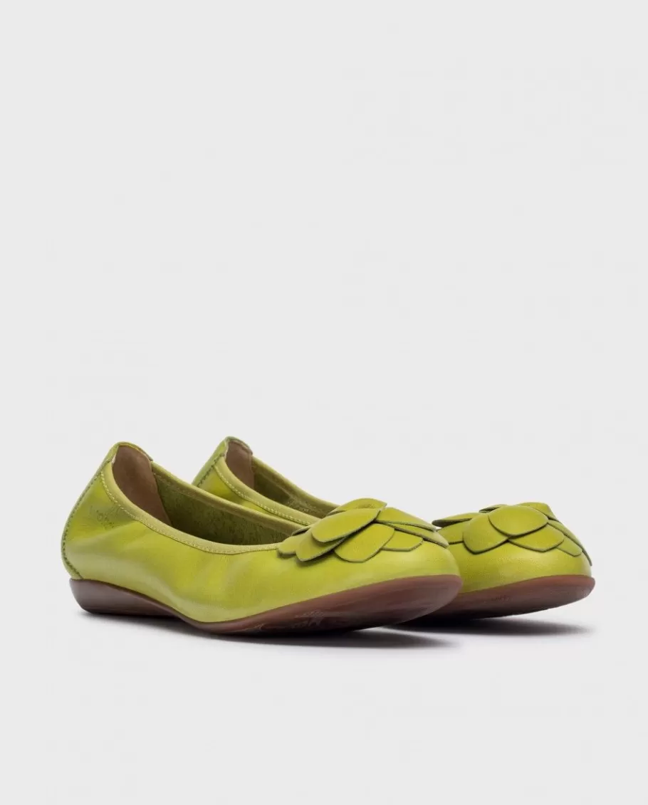 Wonders Flat Shoes<Green Praga Ballet Flat