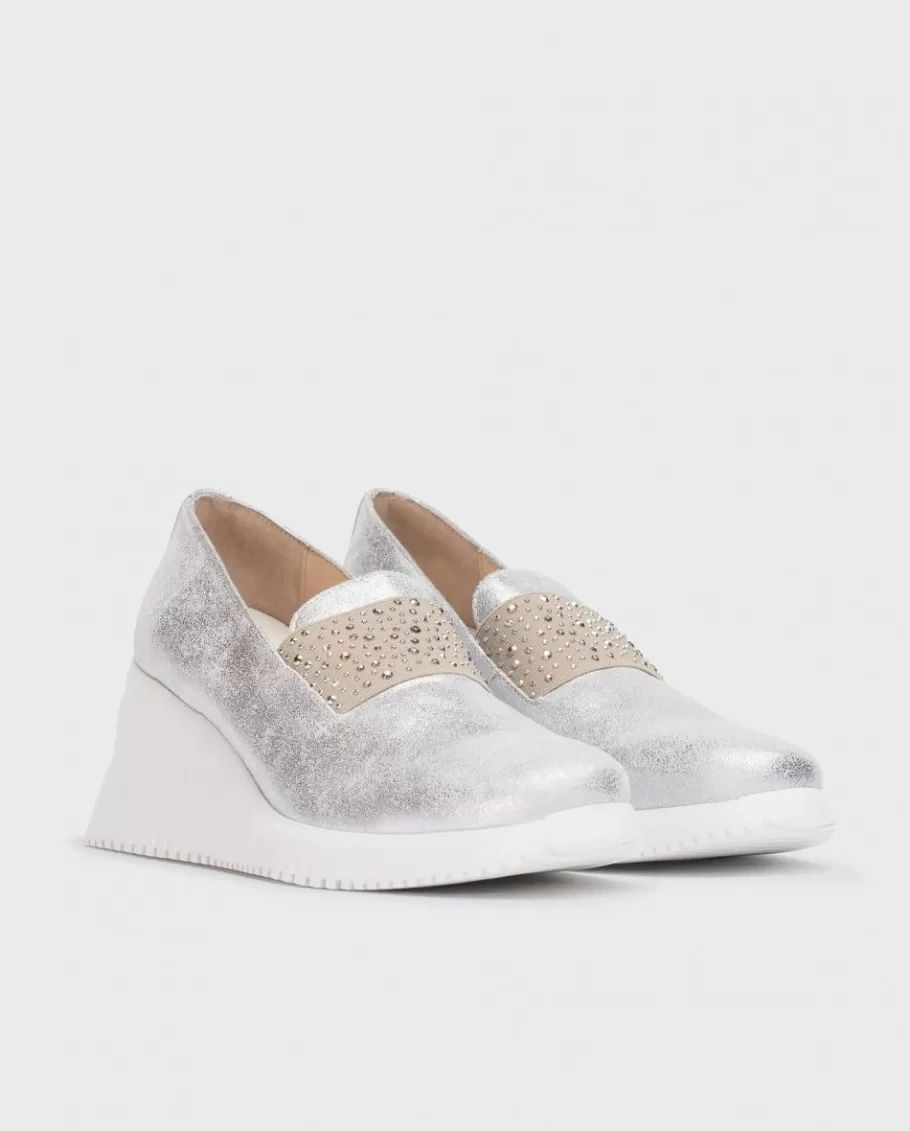 Wonders Wedges<Silver Bone Moccasin