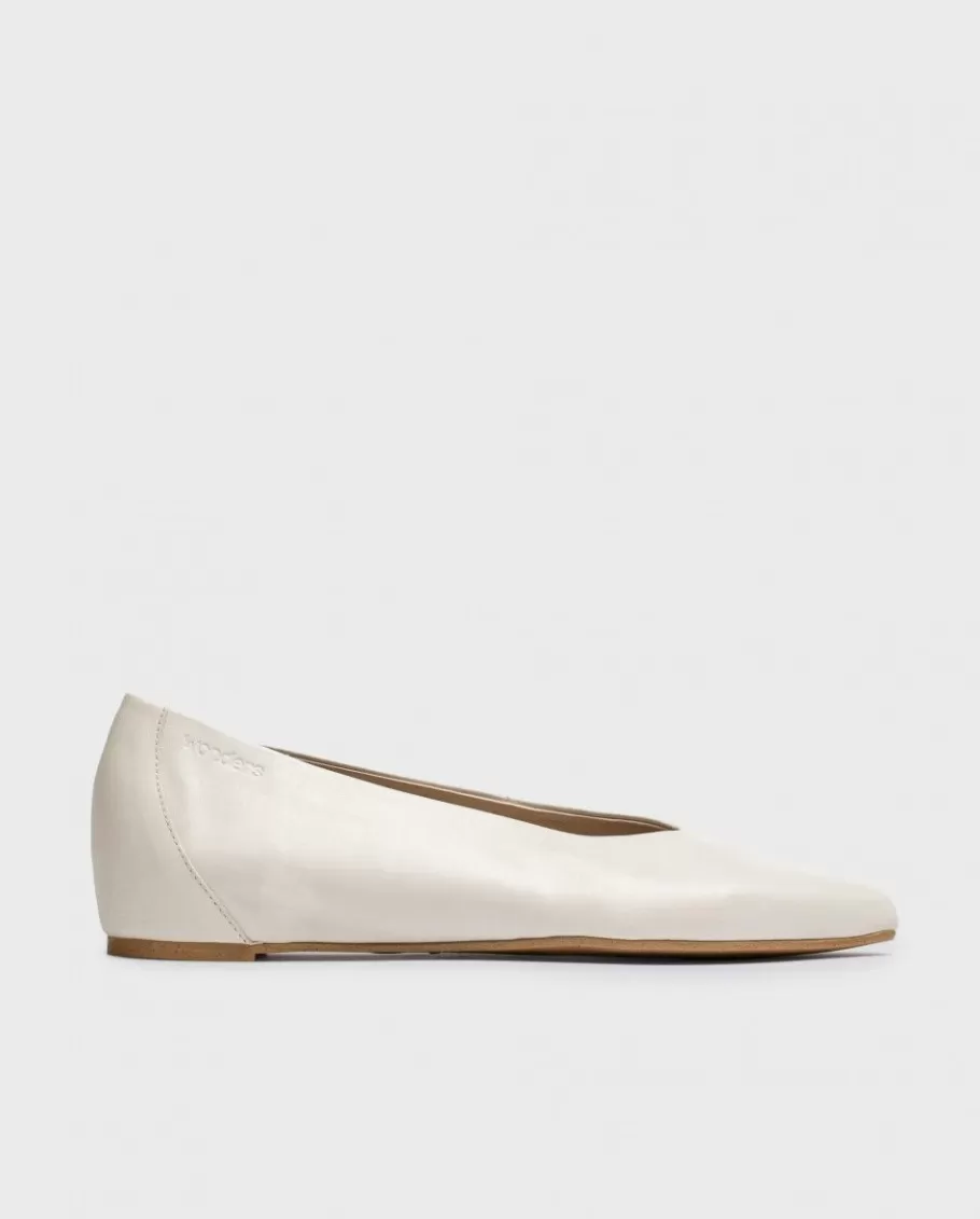 Wonders Flat Shoes<White Triana Ballet Flat